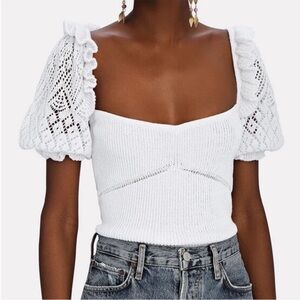 Intermix Bonnie Lace Puff Sleeve Ribbed